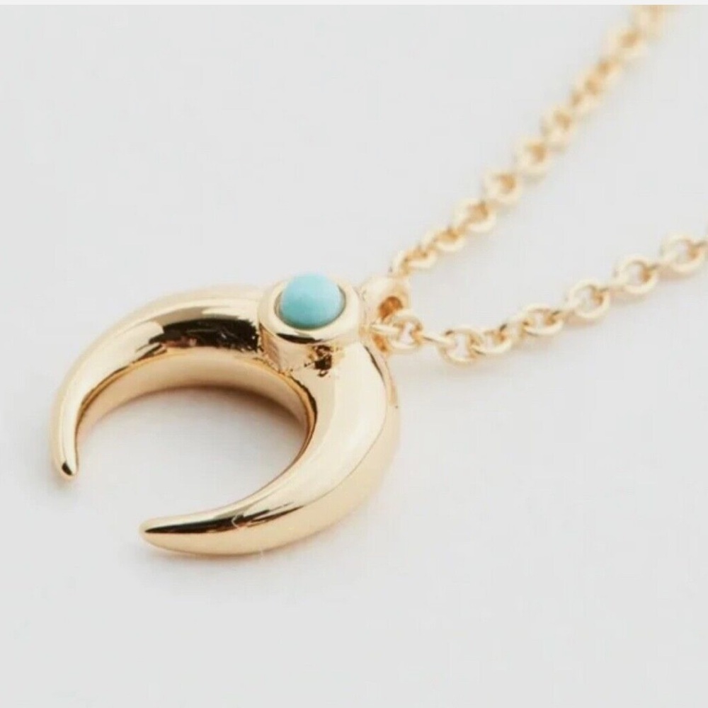Gorjana Cayne Necklace Turquoise Crescent Moon